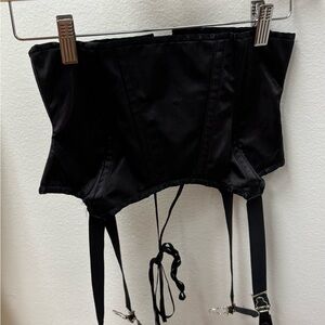 Leg Avenue Black Corset Belt with Silver Accents